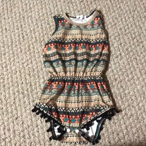 Girls black tribal print romper